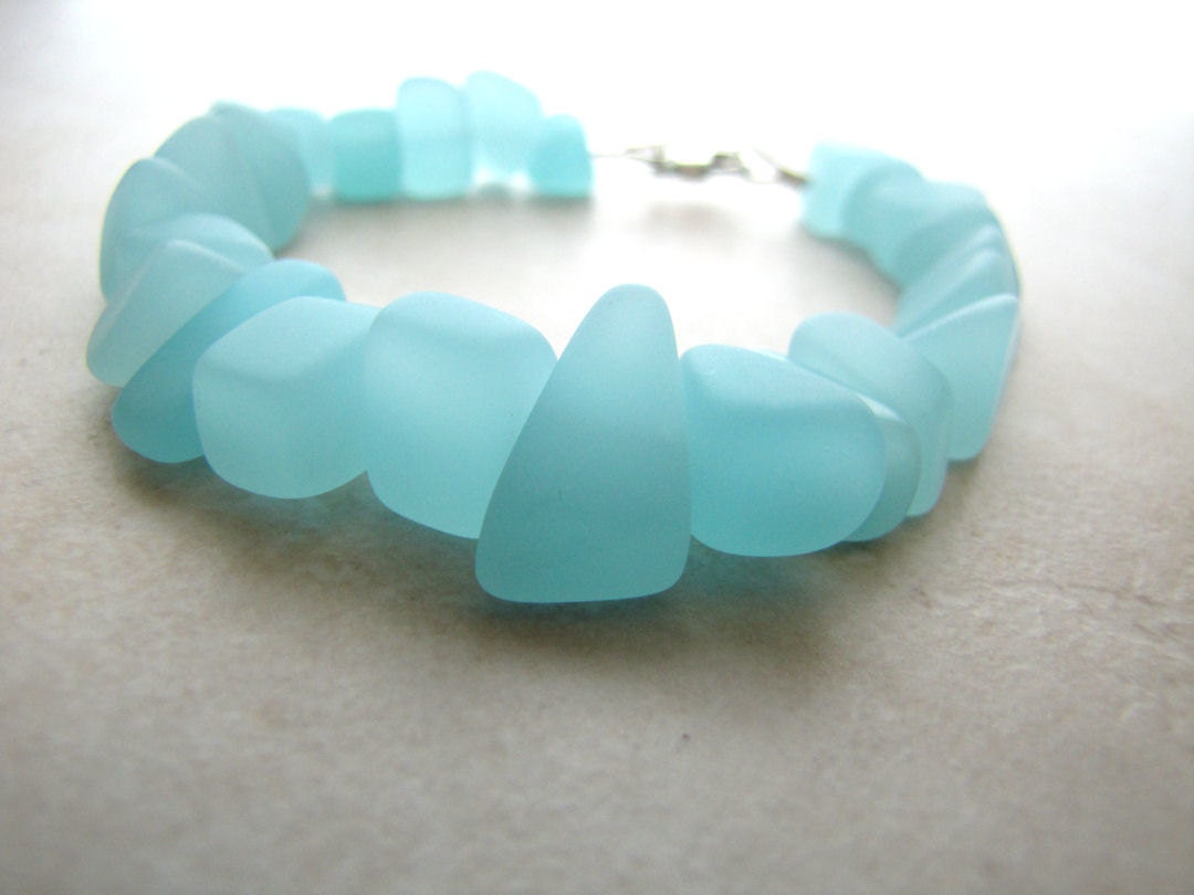 Seaglass Sea Glass Bracelet Aqua BellinaCreations Bellina Creation
