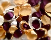 200 rose petals, handmade mixed colors plum, ivory and gold wedding rose petals