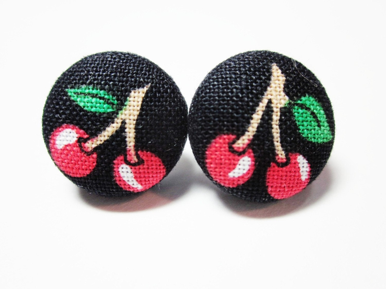 Cherry Button Earrings, Studs