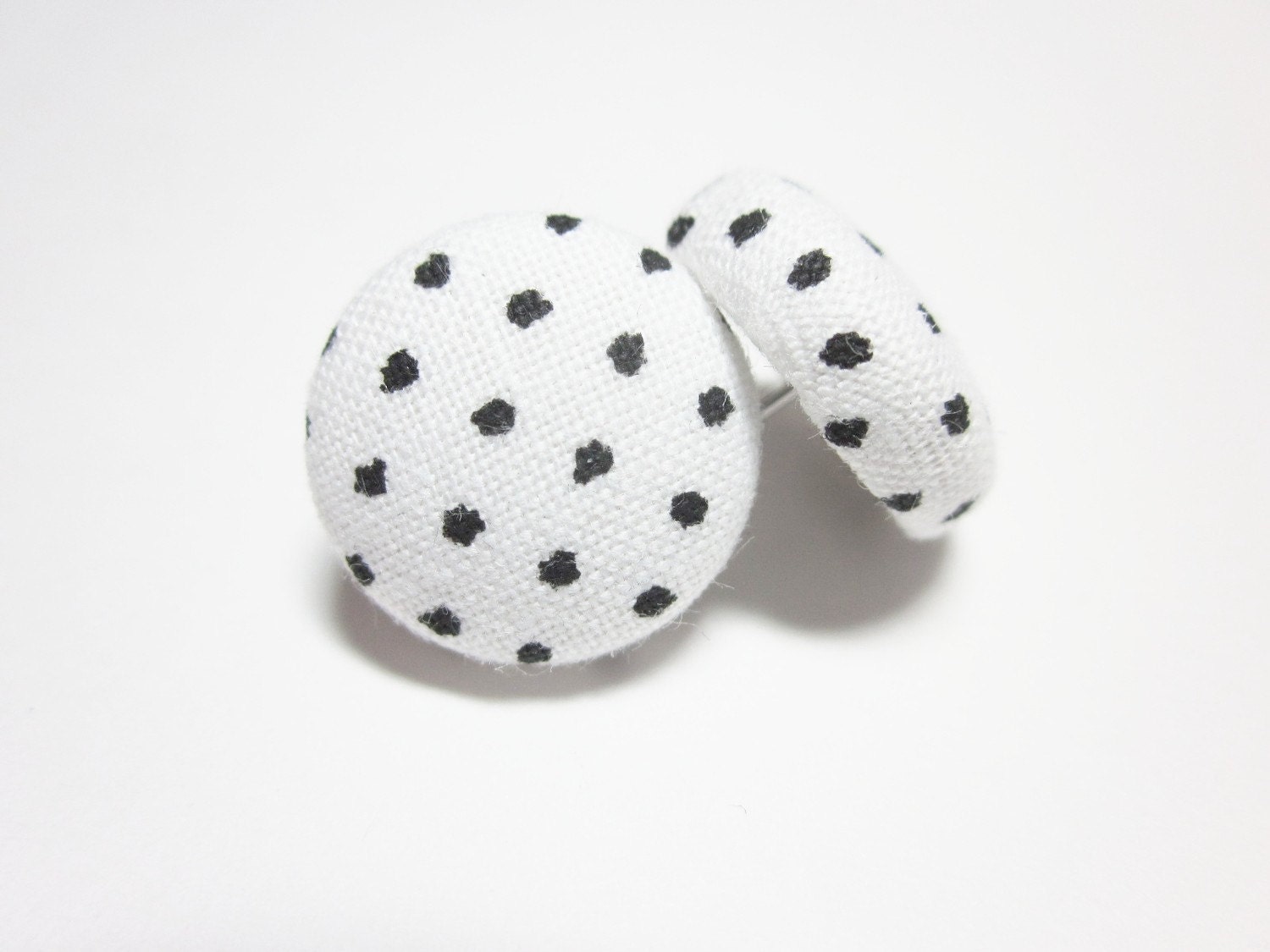White and Black Polka Dot Button Earrings