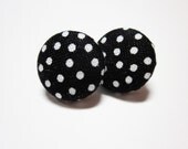 Earrings polka dot black and white buttons