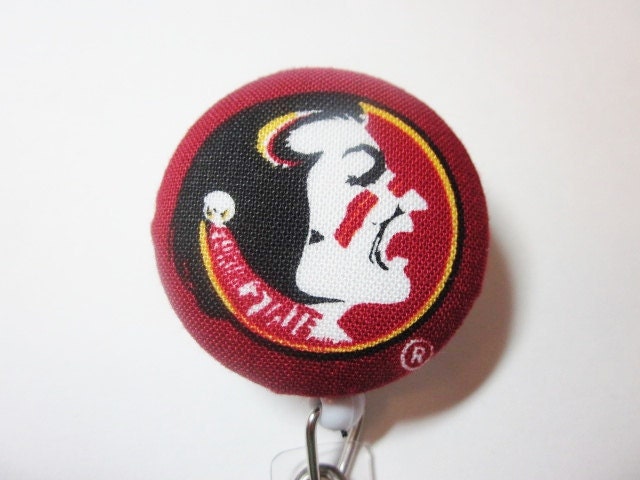 Florida State University Seminoles ID Holder Badge Reel Covered Button