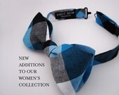 Women's Bowtie - Blue Blocky Check
