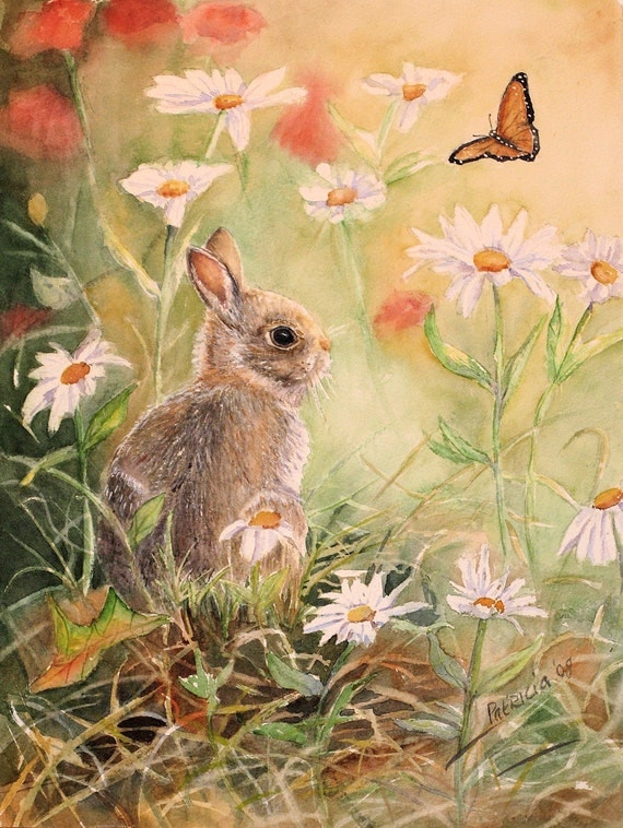Bunny Rabbit Painting Easter Bunny Watercolor By TivoliGardens