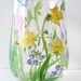 Hand-painted Glassware, pitcher, Spring flowers,tulips, daffodils, forget me nots