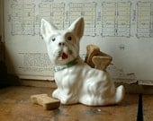 Vintage White Dog Porcelain Planter or Vase - CopperAndTin