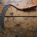 Vintage Austrian Scythe with Red Wood Handle