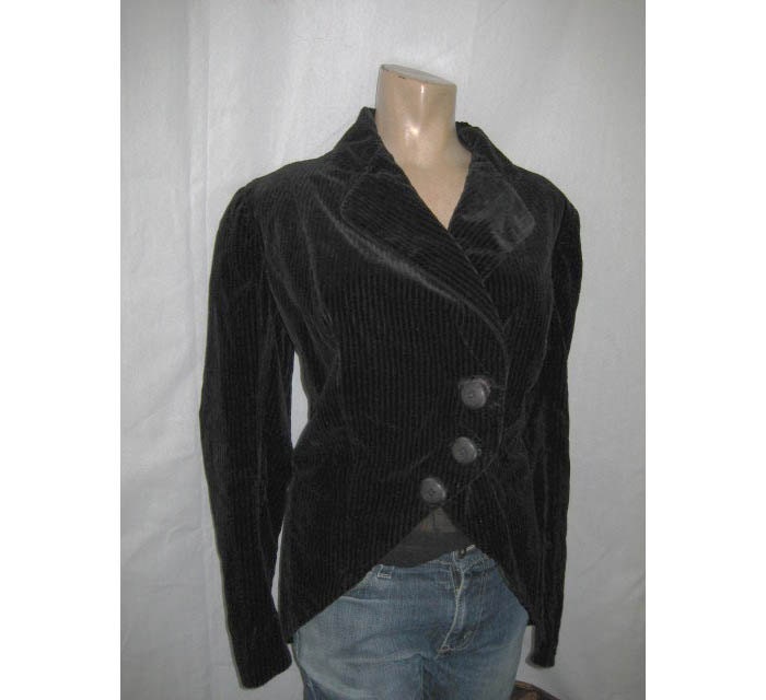 RESERVED for seakitten - Antique Edwardian Riding Walking Jacket Black Velvet Cord large