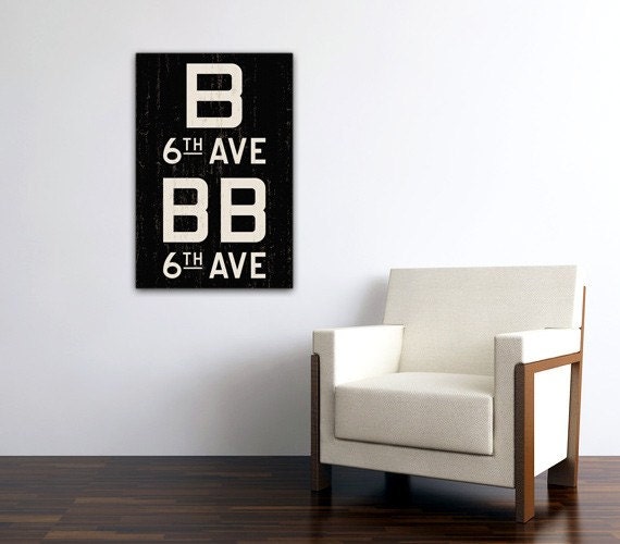 MANHATTAN & BROOKLYN New York City Distressed Subway Sign. Bus Scroll. Canvas 20 x 30 Rollsign Print
