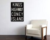 CONEY ISLAND New York City Distressed Subway Sign. Bus Scroll. Canvas 20 x 30 Rollsign Print
