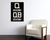 BROADWAY - Queens, Manhattan, Brooklyn - New York City Distressed Subway Sign. Bus Scroll. Canvas 20 x 30 Rollsign Print