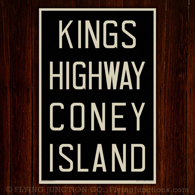 CONEY ISLAND New York City Subway Sign. Bus Scroll. 12 x 18 Rollsign Print
