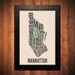 MANHATTAN New York City Typography Map Print - 12" x 18"