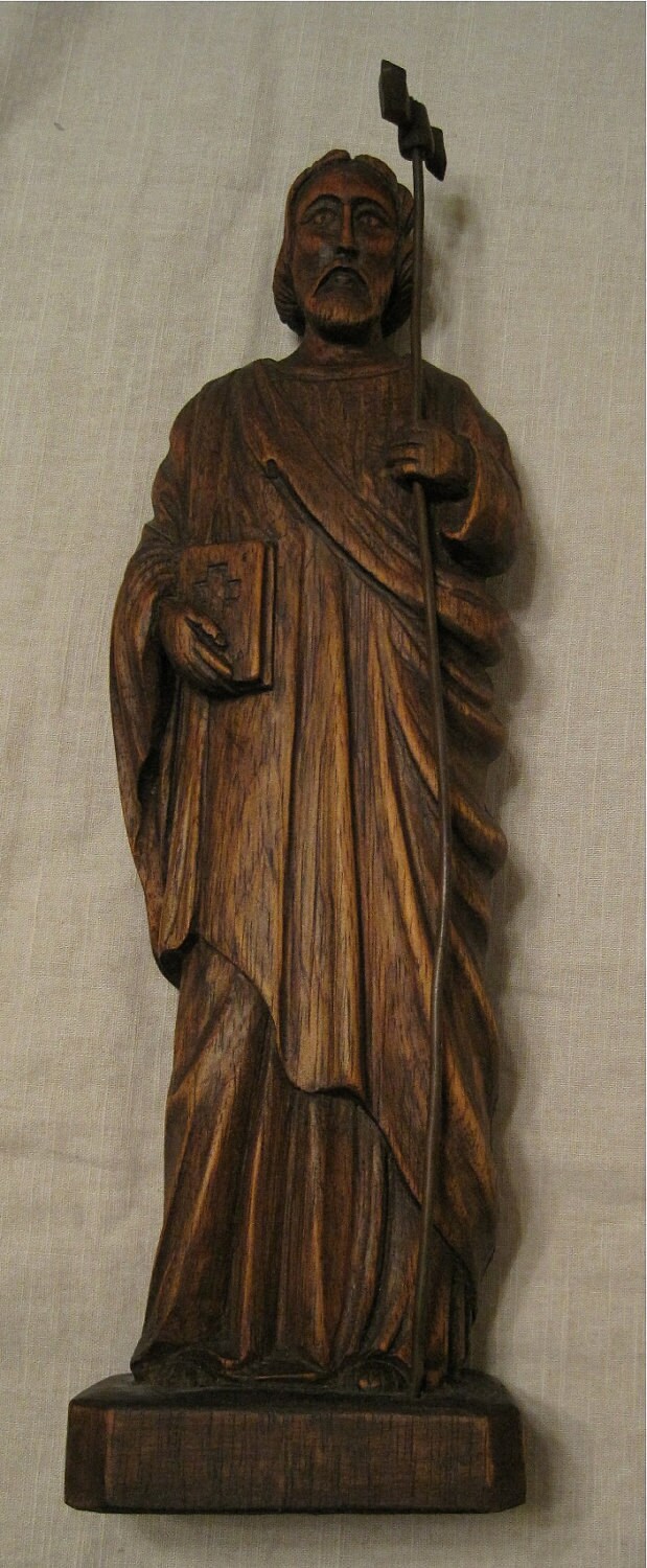 Vintage Carved Wooden Saint Figure