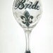 Hand Painted Bride Wedding Fleur de Lis Wine Glass