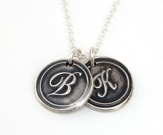 Wax Seal Double Initial Necklace - Custom Monogram Letter - Ready to ship