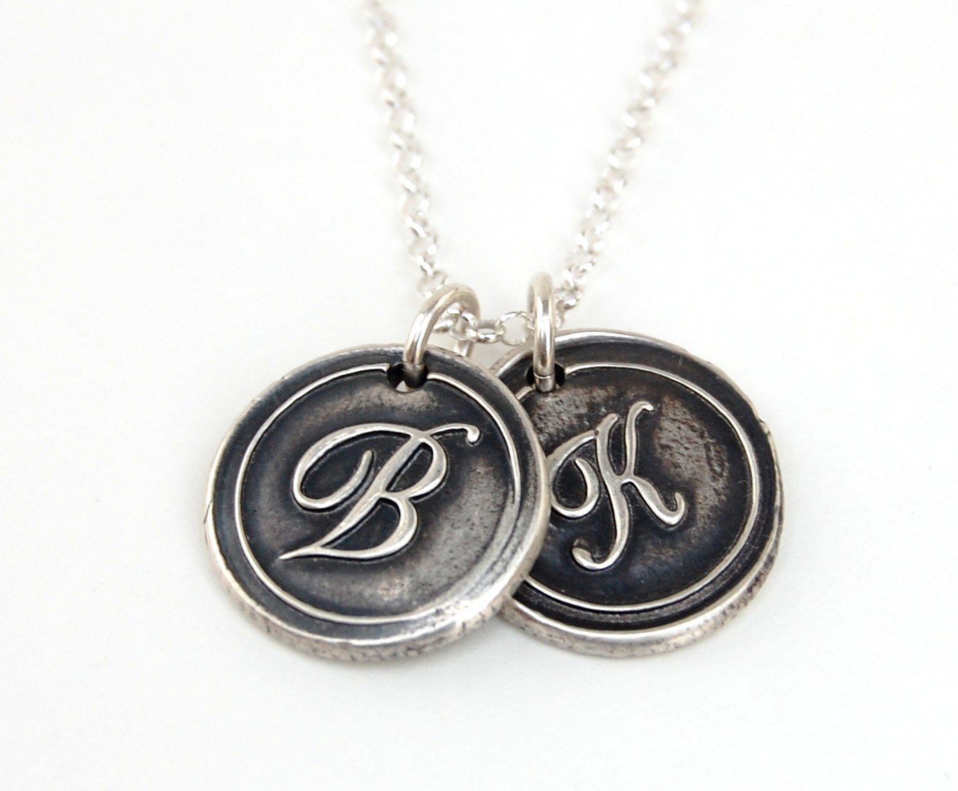 Wax Seal Double Initial Necklace - Custom Monogram Letter - Ready to ship