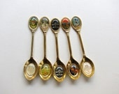 Vintage set retro gold tone Australian souvenir spoons