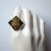 Vintage retro gothic black enamel and gold gryphon heraldic ring