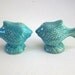 Vintage porcelain turquoise goldfish salt and pepper shakers