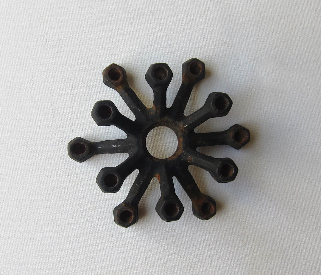 Vintage Retro 1950s atomic cast iron tapered candle holder