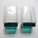 Vintage pair of unusual retro mid century styling handblown green base square drinking glasses