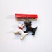 Antique Vintage 1950s red black and white scotty dog plastic pin