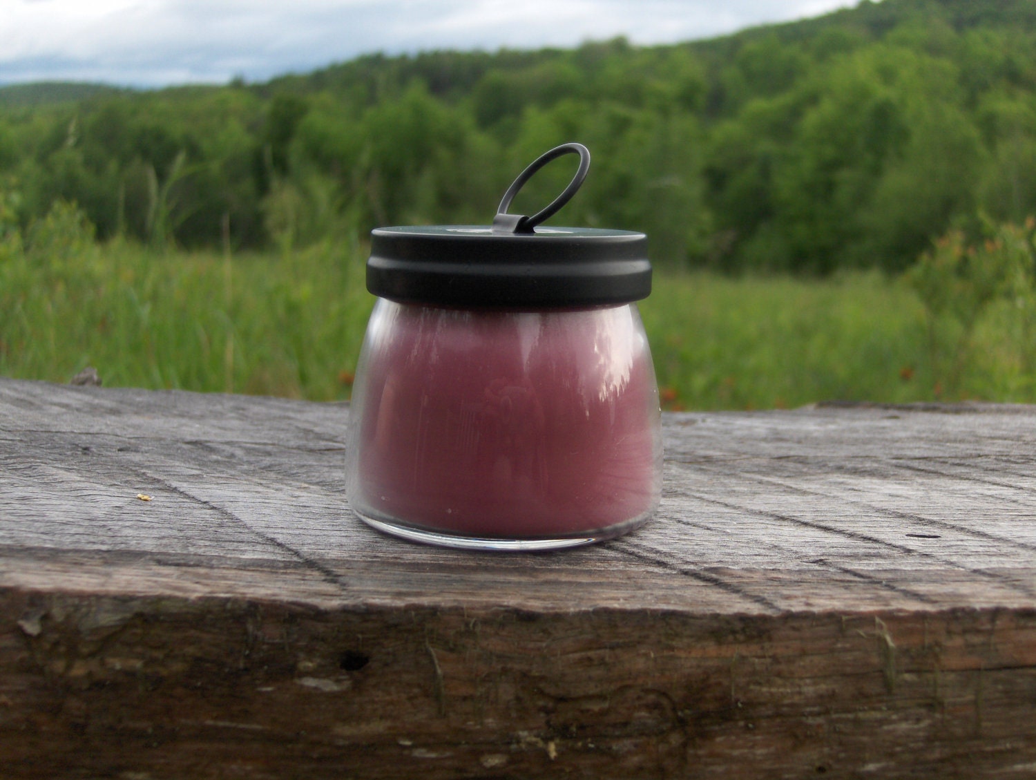 Mulberry Scented Handpoured 4oz Pure Soy Candle Jar with Black Metal Lid
