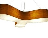 TRINITY bamboo, cork, or wood veneer hanging suspension lamp - transfigure