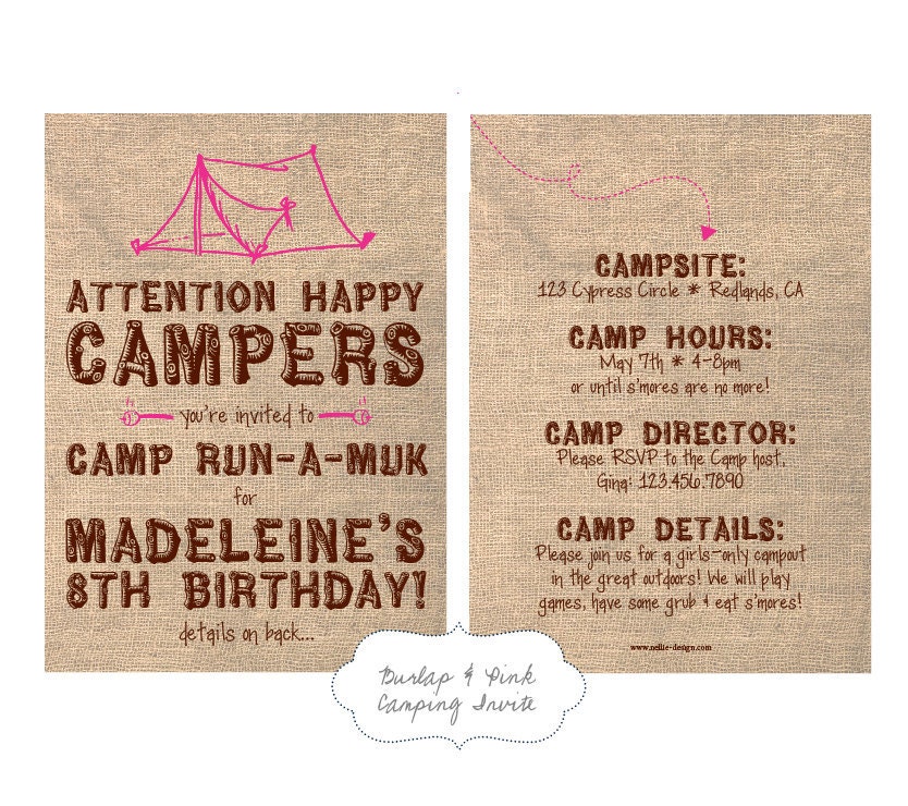 Camping Party Invitation - 5x7 Printable Design