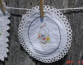 Vintage Embroidered Table Doilies Small Floral Collectible