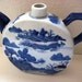 Vintage Blue Porcelain Tea Pot - Large Statement Deco Piece