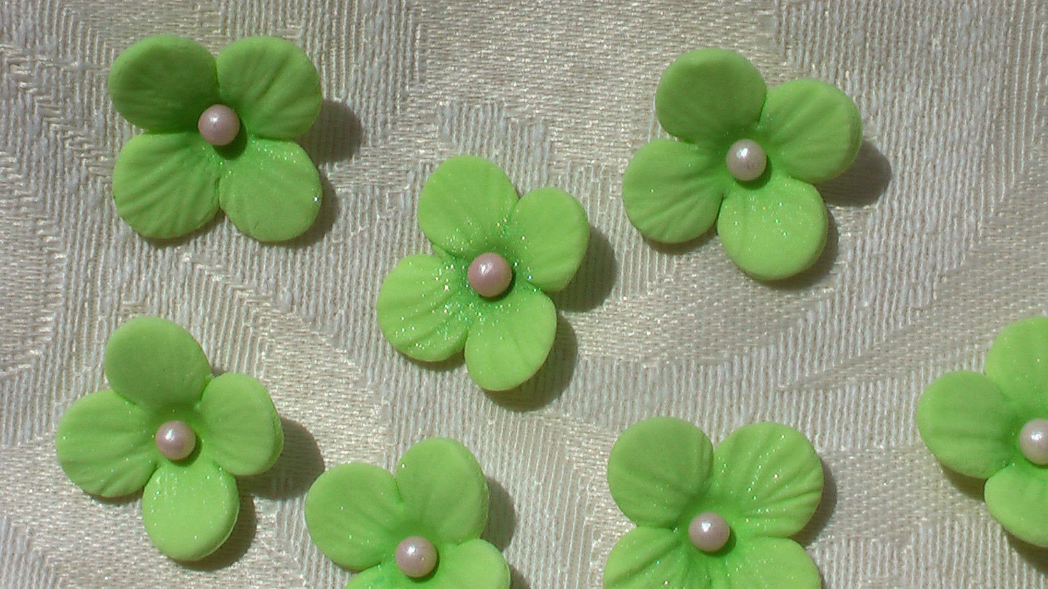 Edible Lime Green Gum Paste Hydrangea Flowers Cupcake or Cake Toppers -- Made to Order