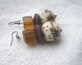 African Palm nuts  brown seeds glassTribal  Earrings by Fianaturals
