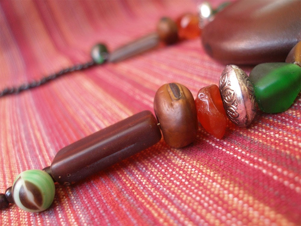 African Entada giga sea heart seed Mali wedding glass Necklace by Fianaturals on etsy