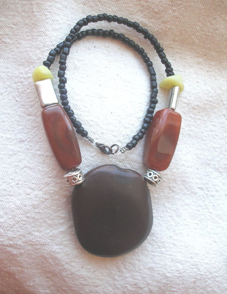African Carnelian jade Sea heart seed Love Necklace by Fianaturals on Etsy