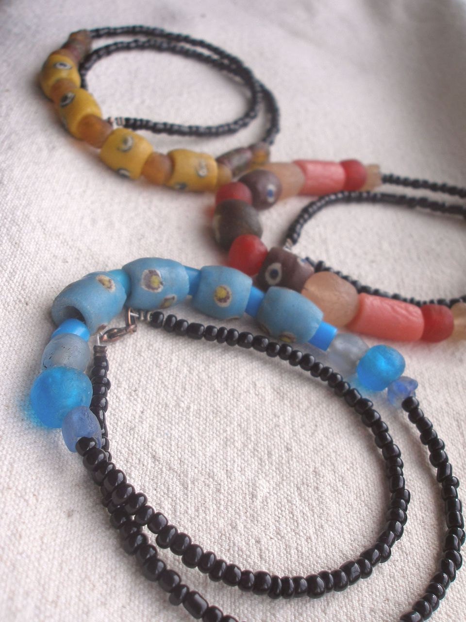 FIFA African recycled glass Necklaces series Yellow,red and blue by Fianaturals