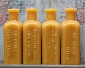 beeswax Candles - antique bottle shaped - "ROOT BEER EXTRACT" - by Pollen Arts - Md.