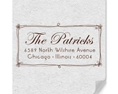 Customized Return Address Rubber Stamp Hand Drawn Organic Border Style
