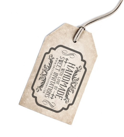 Handmade Vintage Style Custom Label Rubber Stamp