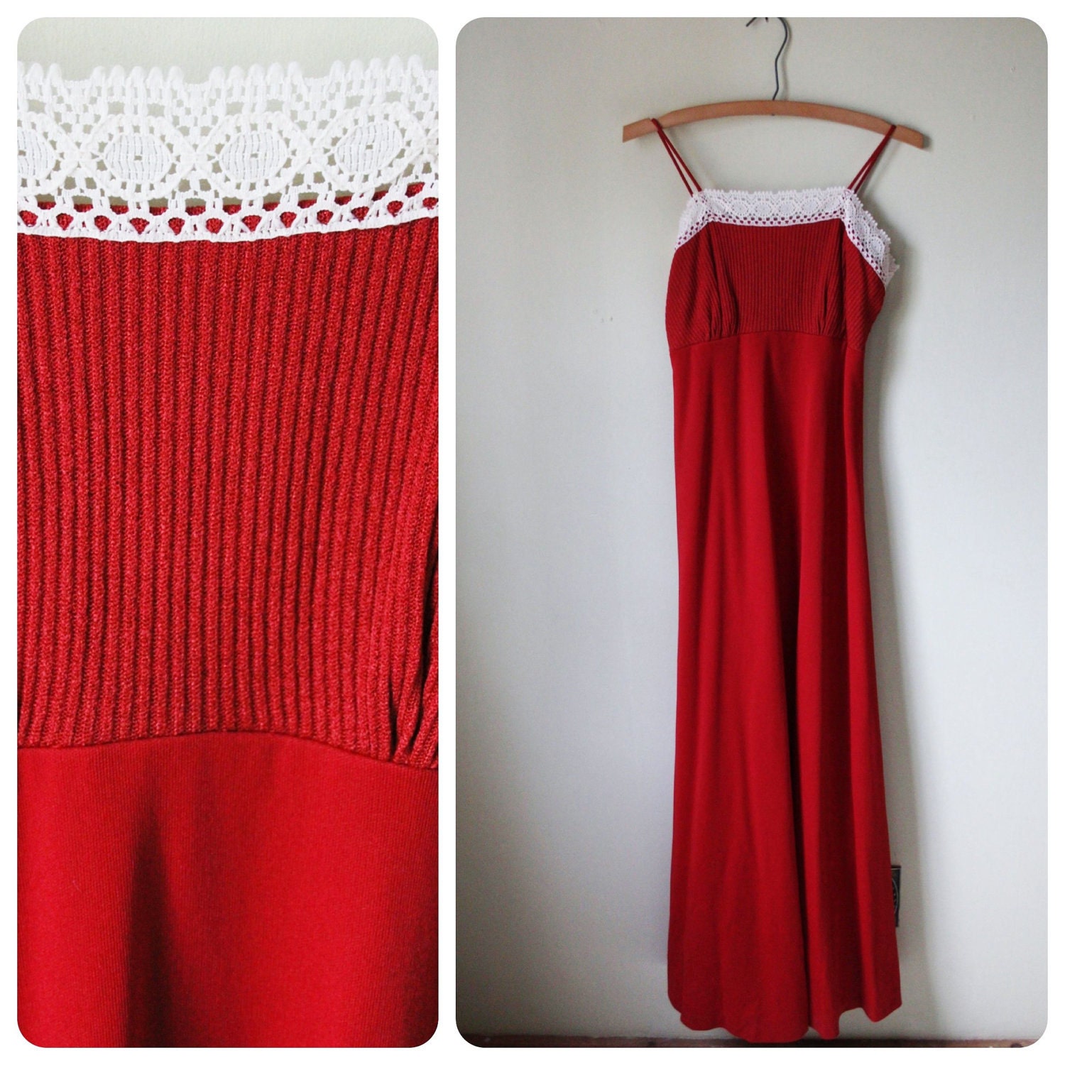 SALE-Red and Lace Maxi Dress-WAS
