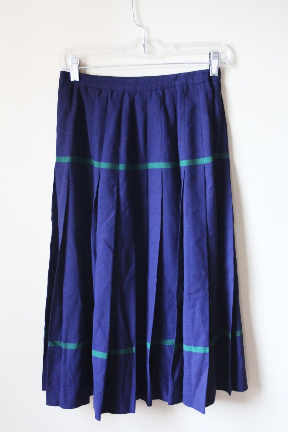 Navy Blue Valentino Pleated Skirt