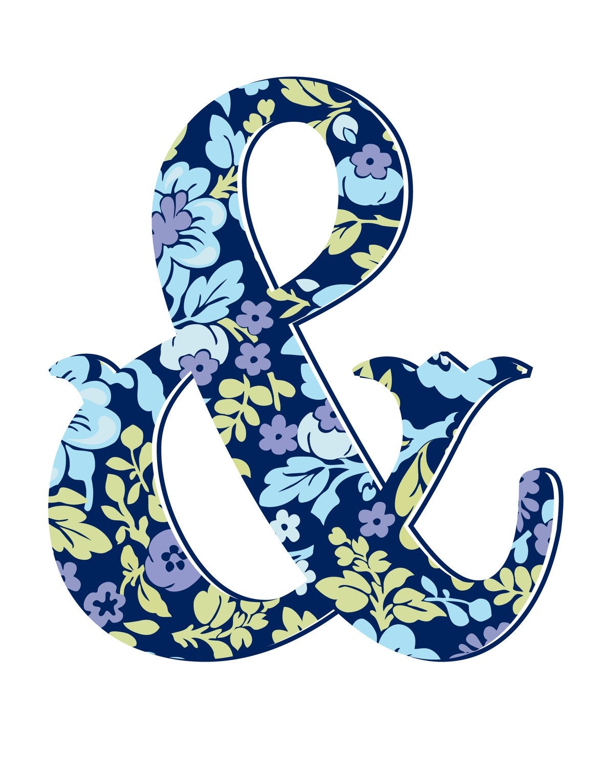 11x14 Poster - Floral Ampersand - NAVY