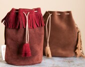 Brown Leather Tote,Medicine Pouch Brown Leather, Handmade Leather Sachet with fringes, Medicine Bag, Made to Order