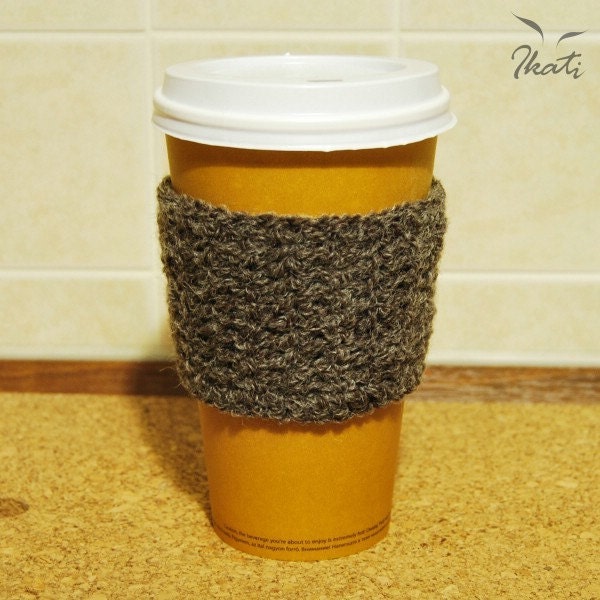 Crocheted brown cup cozy / tea cup cozy / coffee cup cozy / cup sleeve / flexible and eco-friendly