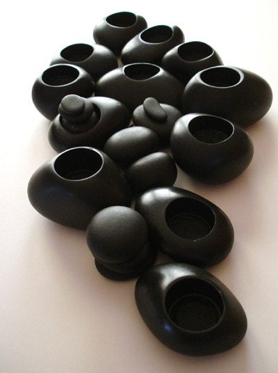 Glacial Stone Candle Holders - Set of Twelve