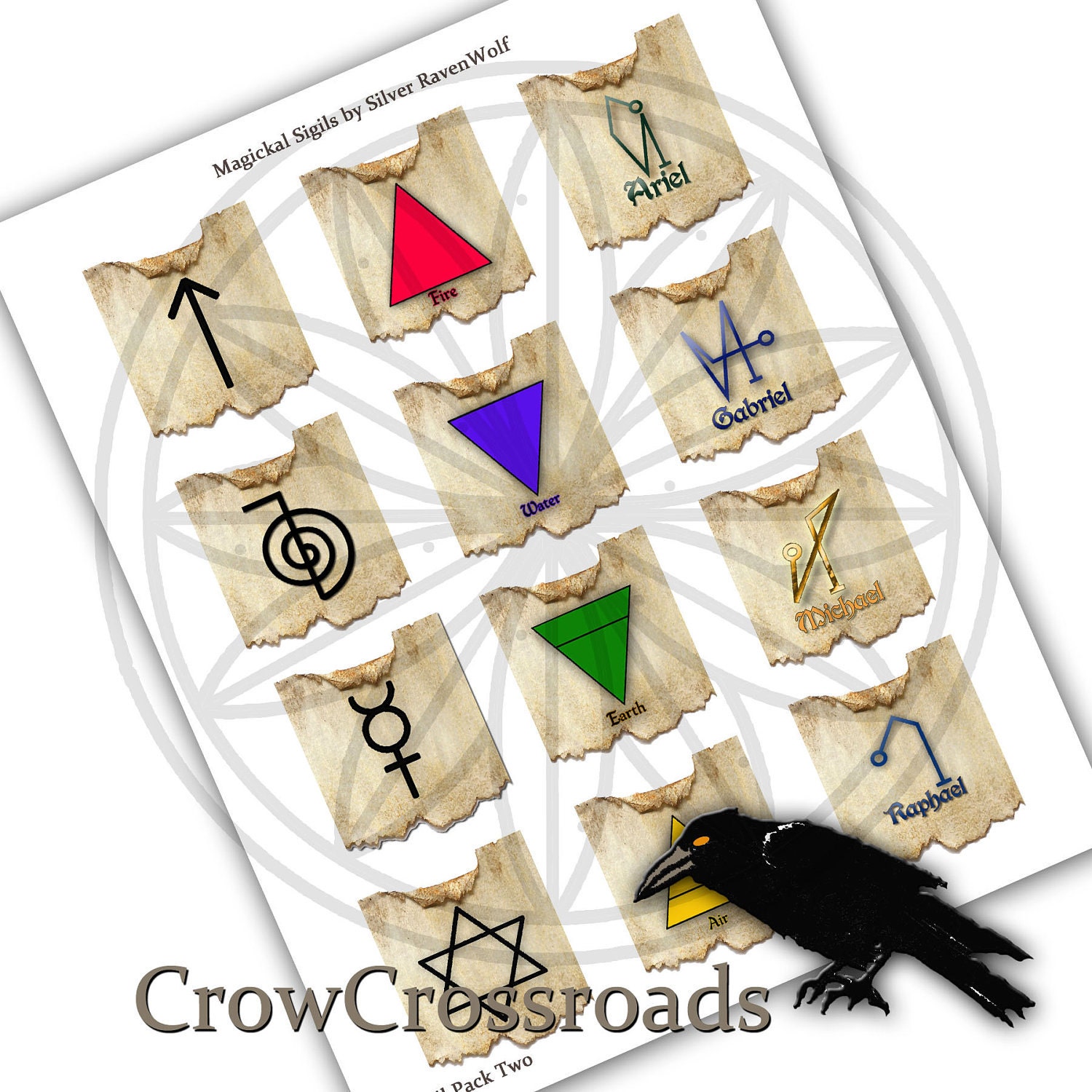 Digital Download Magickal Symbols Sigils for Scrapbooking, Spells, Ritual, Meditation and Magick 12 images Set Number Two