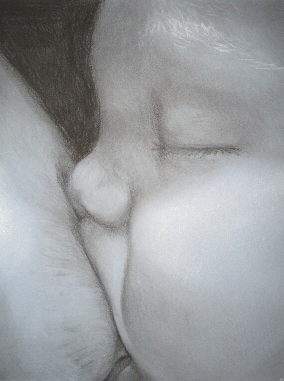 Virgin and Child print of original charcoal drawing