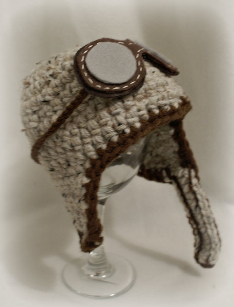 Baby Crocheted Aviator Hat with Goggles Baby Photo Prop Baby Boy Hat