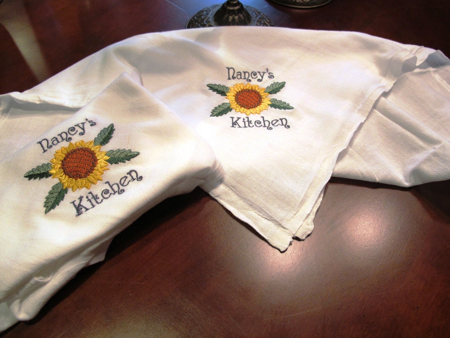 Personalized flour sack dish towels, set of 2